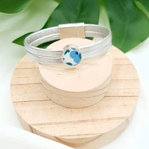 Bracelet cuir argenté liberty wiltshire crystal blue