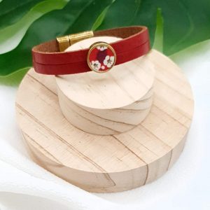 bracelet cuir liberty mitsi valéria rubis rouge