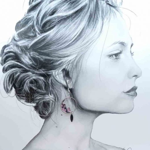 Boucles d'oreilles chats en liberty Star anise violet Boucles d'oreilles chats en liberty Star anise violet