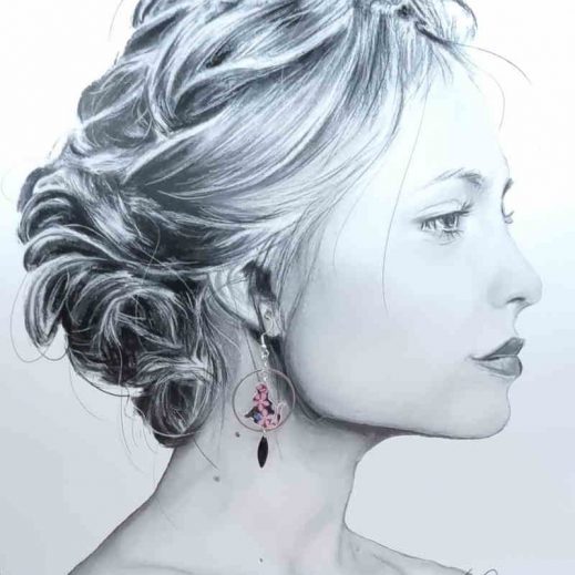 Boucles d'oreilles chats en liberty Star anise violet Boucles d'oreilles chats en liberty Star anise violet