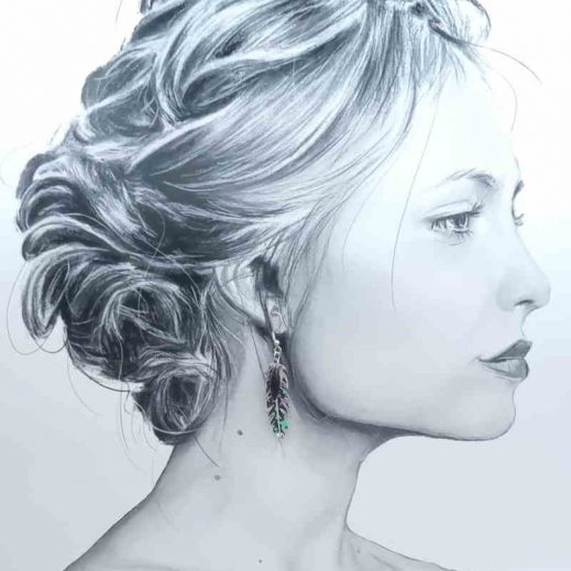 boucles d'oreilles colibri et plume en liberty adelajda Wish noir boucles d'oreilles colibri et plume en liberty adelajda Wish noir