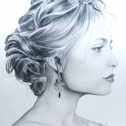 boucles d'oreilles colibri et plume en liberty adelajda Wish noir boucles d'oreilles colibri et plume en liberty adelajda Wish noir