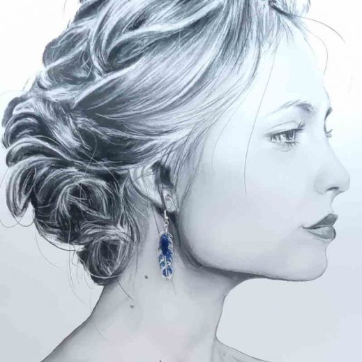 boucles d'oreilles plumes liberty Margareth annie bleu boucles d'oreilles plumes liberty Margareth annie bleu