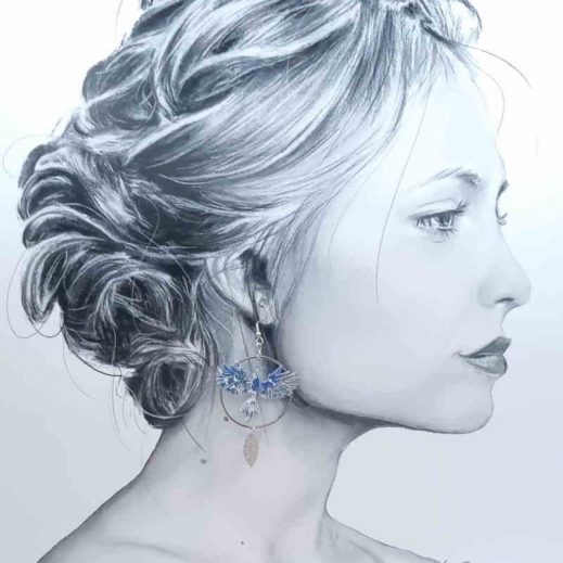boucles d'oreilles Phoenix en liberty Margareth annie bleu boucles d'oreilles Phoenix en liberty Margareth annie bleu