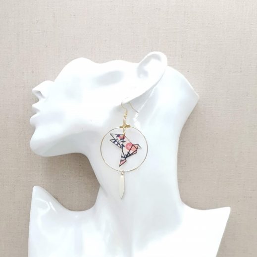 20210505_131301 boucles d'oreilles lys et oiseau en liberty