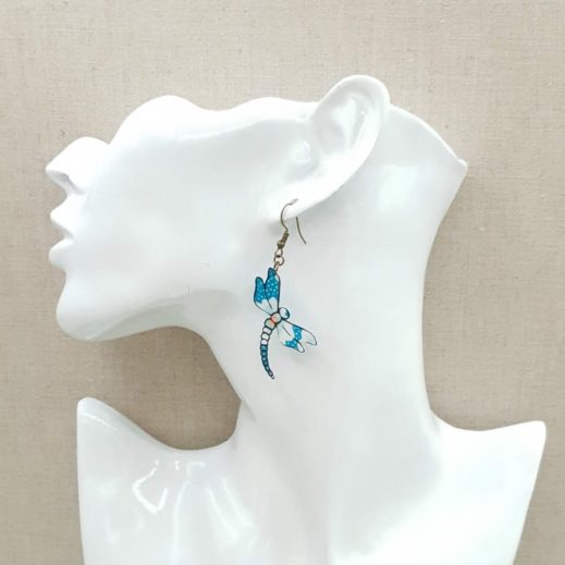 20210510_164857 boucles d'oreilles libellule et lotus en tissu petit pan
