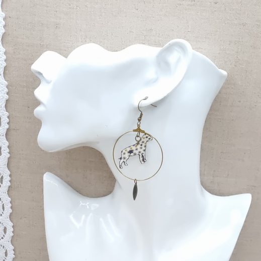 boucles d'oreilles chien Staffie en liberty adelajda brown boucles d'oreilles chien Staffie en liberty adelajda brown