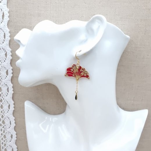 boucles d'oreilles ginkgo en liberty boucles d'oreilles ginkgo en liberty