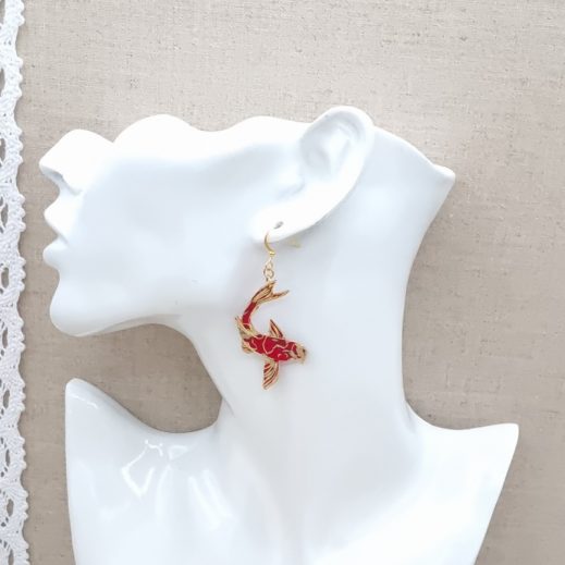 boucles d'oreilles gingko et carpe en liberty boucles d'oreilles gingko et carpe en liberty