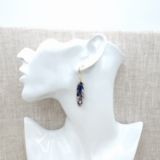 boucles d'oreilles colibri et plume en liberty boucles d'oreilles colibri et plume en liberty