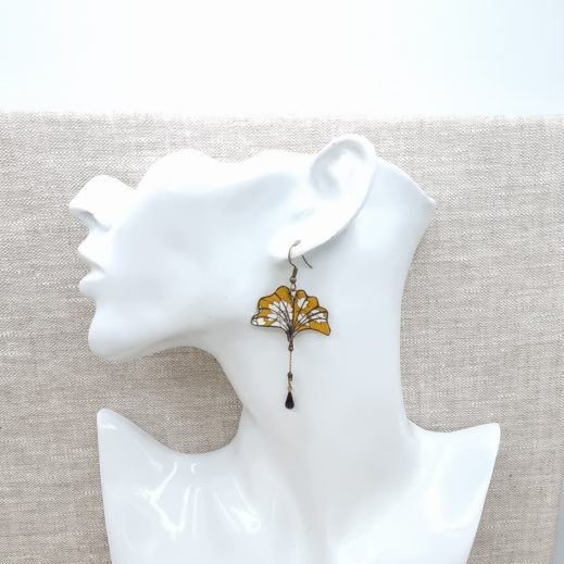 boucles d'oreilles grue et ginkgo boucles d'oreilles grue et ginkgo