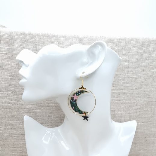 boucles d'oreilles lune en liberty adelajda boucles d'oreilles lune en liberty adelajda