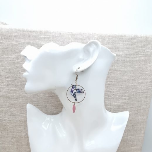 boucles d'oreilles colibri et plume wiltshire lilas boucles d'oreilles colibri et plume wiltshire lilas