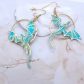 Boucles d'oreilles dragons en TISSU japonais Ginko turquoise