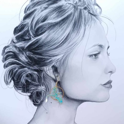 Boucles d'oreilles dragons en TISSU japonais Ginko turquoise Boucles d'oreilles dragons en TISSU japonais Ginko turquoise