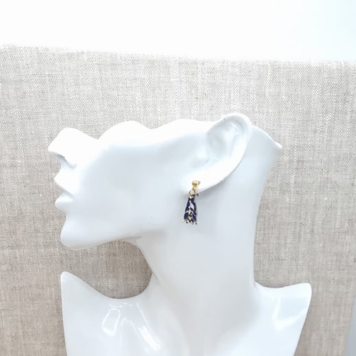 boucles d'oreilles Mini gnome et champignon en liberty Capel Navy boucles d'oreilles Mini gnome et champignon en liberty Capel Navy