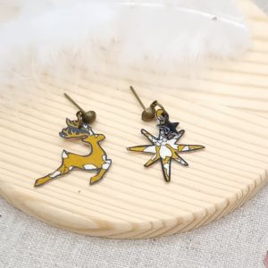 boucles d'oreilles Mini renne et étoile liberty Capel moutarde