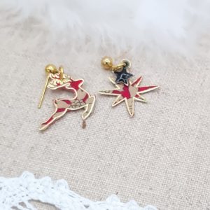 boucles d'oreilles Mini renne et étoile liberty Capel rubis