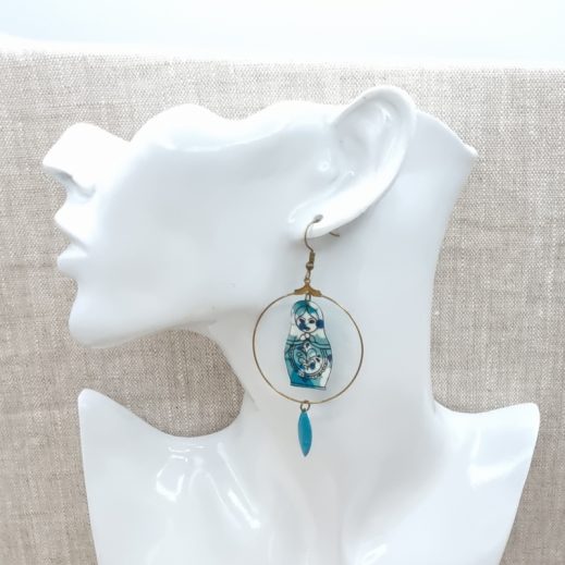 Boucles d'oreilles Matrioshka liberty Mitsi menthe à l'eau Boucles d'oreilles Matrioshka liberty Mitsi menthe à l'eau