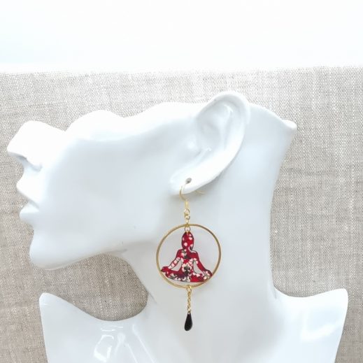 Boucles d'oreilles Lotus et Buddha en boucles d'oreilles buddha et lotus en liberty Mitsi valéria Rubis Boucles d'oreilles Lotus et Buddha en boucles d'oreilles buddha et lotus en liberty Mitsi valéria Rubis