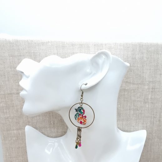 Boucles d'oreilles Canard en liberty Margareth annie Fushia Boucles d'oreilles Canard en liberty Margareth annie Fushia