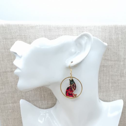 Boucles d'oreilles Renards en liberty Ciara pétrole Boucles d'oreilles Renards en liberty Ciara pétrole