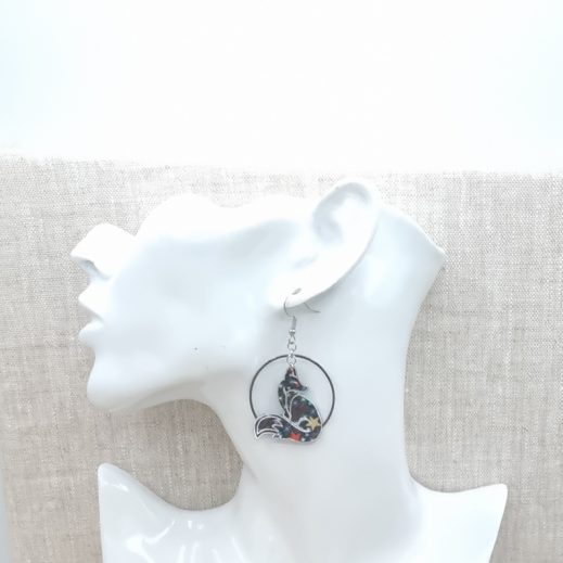 Boucles d'oreilles Renards en liberty adelajda wish noir Boucles d'oreilles Renards en liberty adelajda wish noir