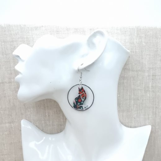 Boucles d'oreilles Renards en liberty adelajda wish noir Boucles d'oreilles Renards en liberty adelajda wish noir