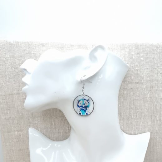 Boucles d'oreilles Panda et bambou en Petit Pan Wasabi bleu Boucles d'oreilles Panda et bambou en Petit Pan Wasabi bleu