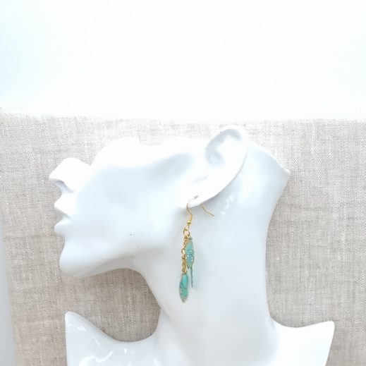 Boucles d'oreilles Attrape-rêve et plumes en liberty capel Mint Boucles d'oreilles Attrape-rêve et plumes en liberty capel Mint