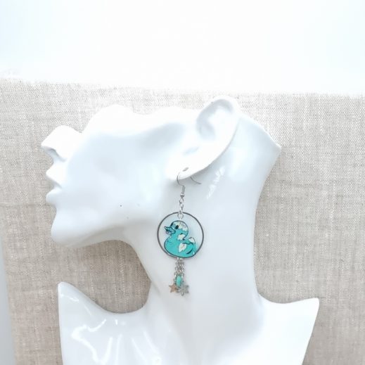 Boucles d'oreilles Canard en liberty Capel mint Boucles d'oreilles Canard en liberty Capel mint