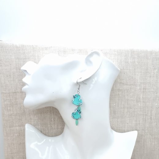 Boucles d'oreilles Canard en liberty Capel mint Boucles d'oreilles Canard en liberty Capel mint