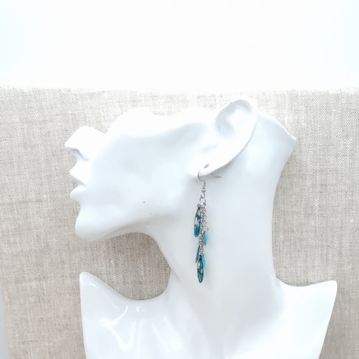 Boucles d'oreilles Attrape-rêve et plumes en liberty Mitsi menthe à l'eau Boucles d'oreilles Attrape-rêve et plumes en liberty Mitsi menthe à l'eau