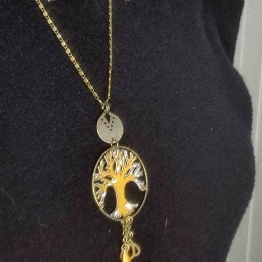 Sautoir Arbre de vie en liberty Capel moutarde Sautoir Arbre de vie en liberty Capel moutarde