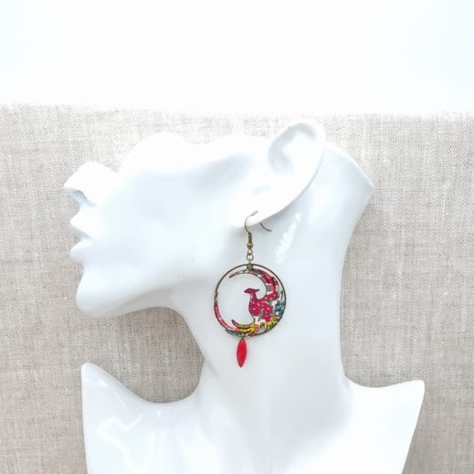 boucles d'oreilles Phoenix en liberty Margareth annie fushia boucles d'oreilles Phoenix en liberty Margareth annie fushia