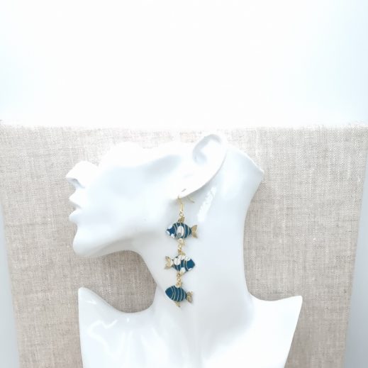 Boucles d'oreilles poisson en coton yoichi pétrole Boucles d'oreilles poisson en coton yoichi pétrole