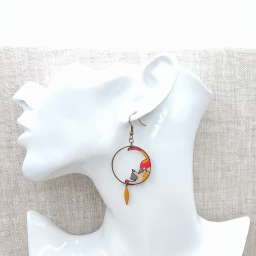 Boucles d'oreilles petits chats liberty betsy fluo thé Boucles d'oreilles petits chats liberty betsy fluo thé