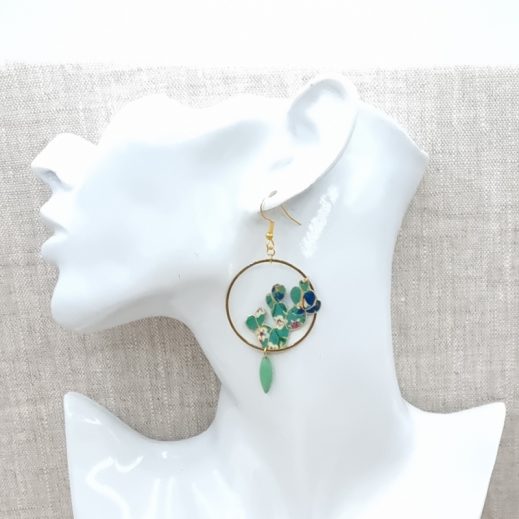 Boucles d'oreilles cactus en liberty donna leigh jade Boucles d'oreilles cactus en liberty donna leigh jade