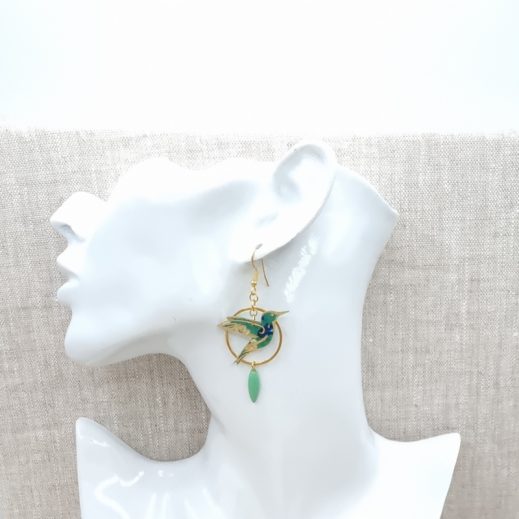 boucles d'oreilles colibri et plume liberty Donna leigh jade boucles d'oreilles colibri et plume liberty Donna leigh jade