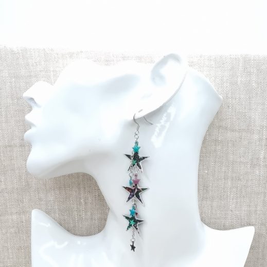 Boucles d'oreilles Etoiles et lune en Liberty adelajda wish Boucles d'oreilles Etoiles et lune en Liberty adelajda wish