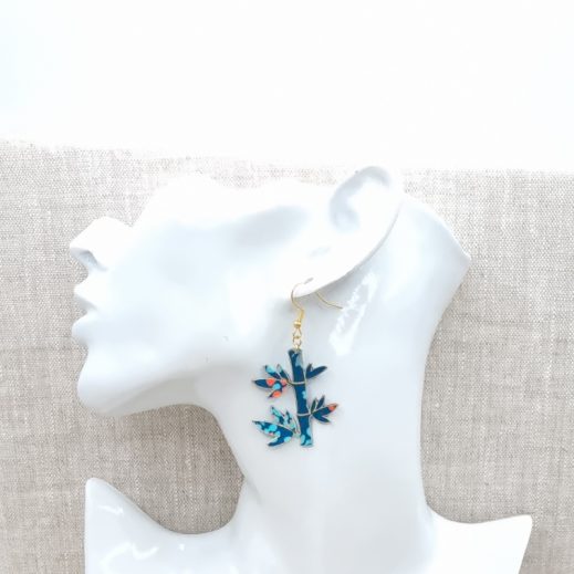 Boucles d'oreilles Panda et bambou en petit pan hanako orage Boucles d'oreilles Panda et bambou en petit pan hanako orage