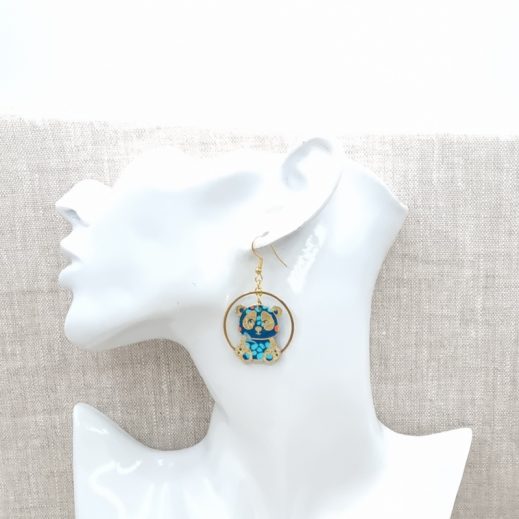 Boucles d'oreilles Panda et bambou en petit pan hanako orage Boucles d'oreilles Panda et bambou en petit pan hanako orage
