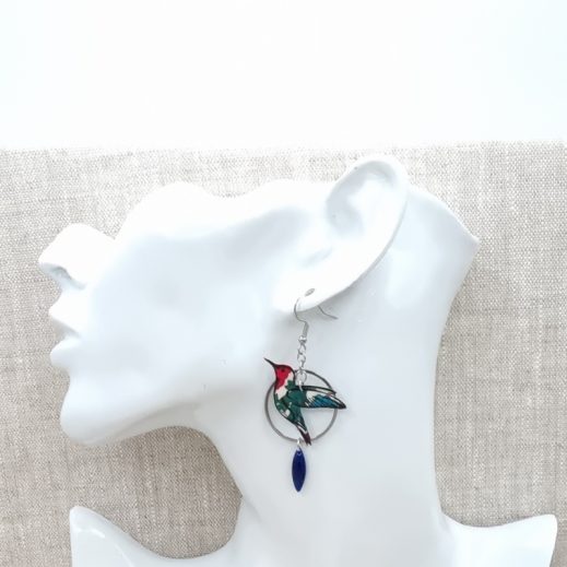 boucles d'oreilles colibri et plume liberty poppy and daisy canard boucles d'oreilles colibri et plume liberty poppy and daisy canard