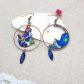 Boucles d'oreilles chats en liberty Margareth annie orange et bleu