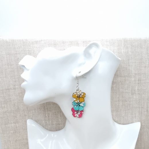 boucles d'oreilles fraise et fleurs en liberty Capel boucles d'oreilles fraise et fleurs en liberty Capel