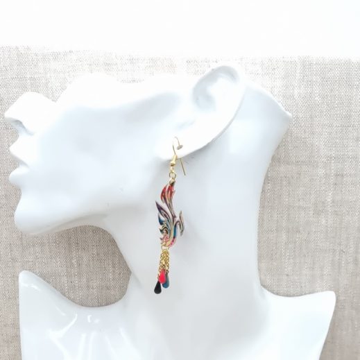 Boucles d'oreilles dépareillées Phoenix en liberty Ciara pétrole Boucles d'oreilles dépareillées Phoenix en liberty Ciara pétrole