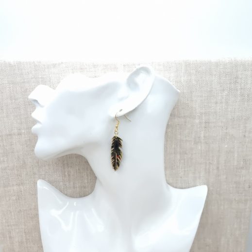 boucles d'oreilles colibri et plume liberty Erica noir boucles d'oreilles colibri et plume liberty Erica noir