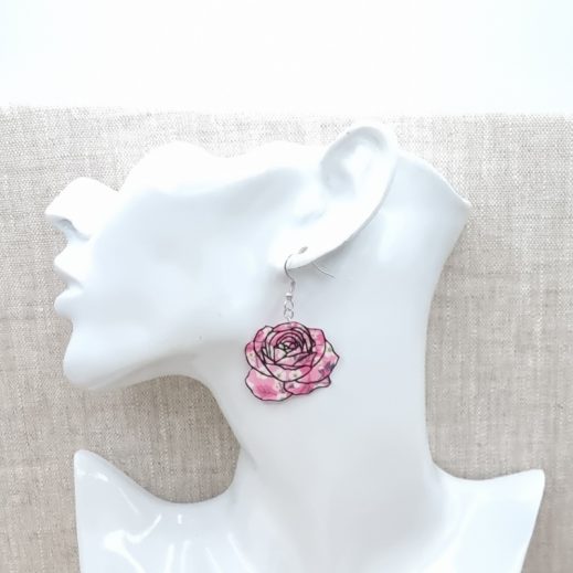 boucles d'oreilles colibri et rose liberty Mitsi valéria rose boucles d'oreilles colibri et rose liberty Mitsi valéria rose