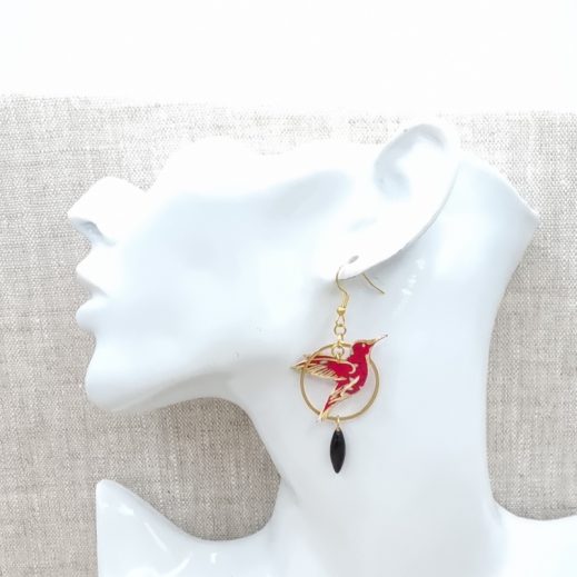 boucles d'oreilles colibri et rose liberty Capel rubis boucles d'oreilles colibri et rose liberty Capel rubis