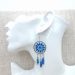 Boucles d'oreilles Attrape-rêve, plumes et lune en petit pan Hanako bleu